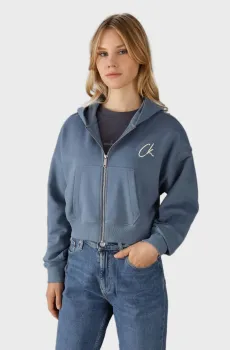 Женское синее худи EMBROIDERED CK ZIP THROUGH Синий L Calvin Klein Jeans J20J224440