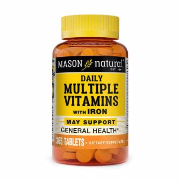 Мультивитамины с железом каждый день Mason Natural Daily Multiple Vitamins With Iron, 365 таблеток Мультивитамины с железом каждый день Mason Natural Daily Multiple Vitamins With Iron, 365 таблеток