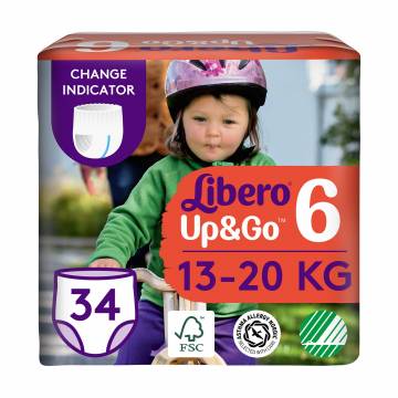 Подгузники-трусики Libero Up&Go размер 6 (13-20 кг), 34 шт Подгузники-трусики Libero Up&Go размер 6 (13-20 кг), 34 шт