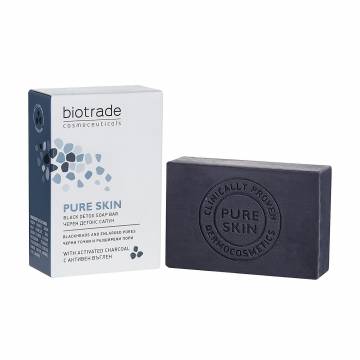 Мыло-детокс для лица и тела Biotrade Pure Skin Black Detox Soap Bar, 100 г Мыло-детокс для лица и тела Biotrade Pure Skin Black Detox Soap Bar, 100 г