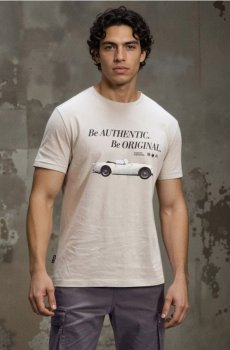 Бавовняна футболка з принтом - сірий