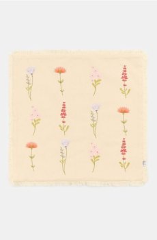 Наволочка з квітковою вишивкою - кремовий