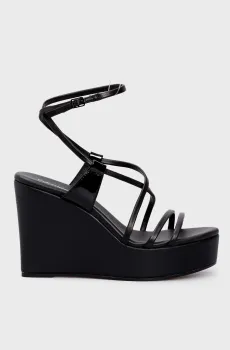 Женские черные кожаные босоножки WEDGE SANDAL 70 LTH Черный 40 Calvin Klein HW0HW01952