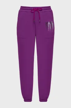 Женские фиолетовые спортивные брюки RHINESTONE SWEATPANTS Фиолетовый M Karl Lagerfeld 236W1052