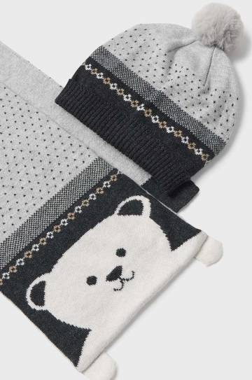 Детская шапка и шарф с примесью шерсти Mayoral цвет серый 10767