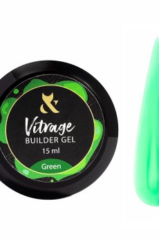 Витражный строительный гель для ногтей F.O.X Vitrage Builder Gel, Green, 15 мл