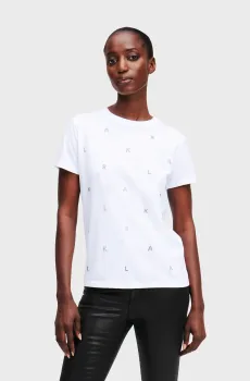Женская белая футболка RHINESTONE Белый S Karl Lagerfeld A1W17078