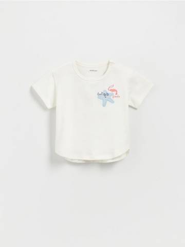 Reserved - Футболка з морським мотивом - кремовий - 388EC-01X