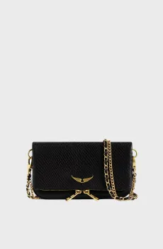 Женский черный кожаный клатч Rock Soft Wild Черный ONESIZE ZADIG&VOLTAIRE LWBA04429_BLACK