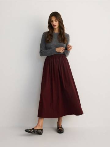 Reserved - Спідниця міді з високим вмістом бавовни - burgundy - 689EH-53X Reserved - Спідниця міді з високим вмістом бавовни - burgundy - 689EH-53X