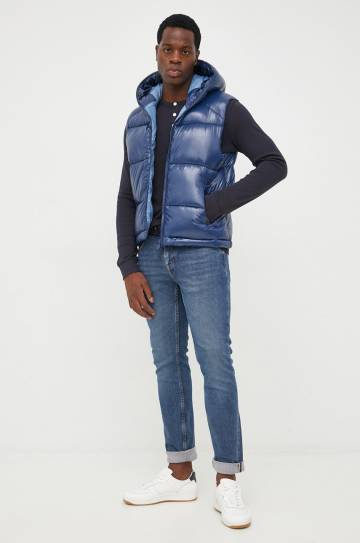 Хлопковый лонгслив Lindbergh цвет синий однотонный