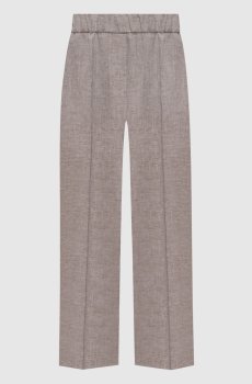 Бежевые брюки из льна