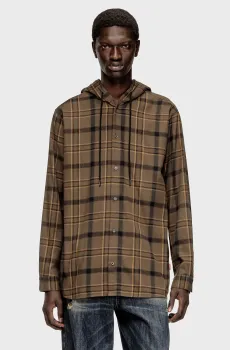 Мужская коричневая рубашка в клетку CAMICIA Коричневый 46 Diesel A20068 0BKBT