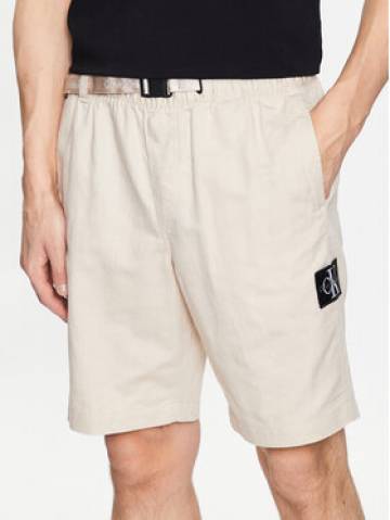 Calvin Klein Jeans Шорти з тканини J30J323149 Бежевий Regular Fit Calvin Klein Jeans Шорти з тканини J30J323149 Бежевий Regular Fit