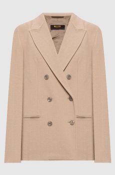 Бежевый двубортный жакет
