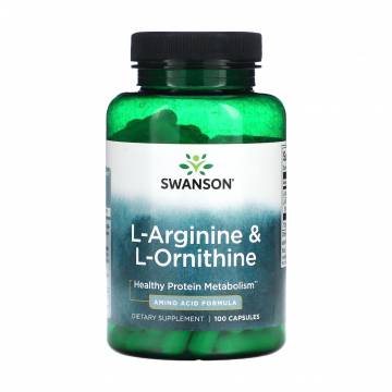 Уценка! L-аргинин и L-орнитин Swanson L-Arginine & L-Ornithine, 100 капсул