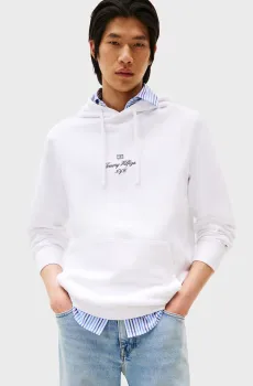 Мужское белое худи OUTLINE FLAG SCRIPT Белый S Tommy Hilfiger MW0MW39372
