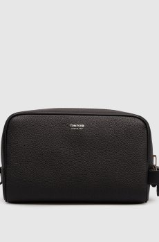 Черный кожаный несесер с логотипом