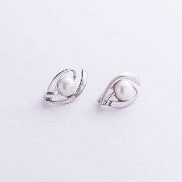 Серебряные серьги (культ. пресн. жемчуг) 12989 Серебряные серьги (культ. пресн. жемчуг) 12989