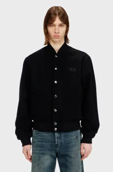 Мужской черный шерстяной бомбер GIACCA Черный 46 Diesel A21165 0PJBI