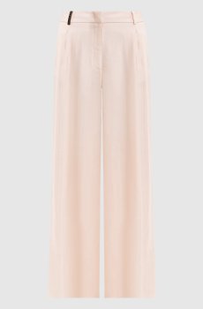 Розовые брюки с льном с брендовым патчем