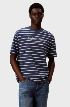 Мужская темно-синяя футболка в полоску CASUAL PIQUE CALVIN Синий XL Calvin Klein Jeans LV04RF204G