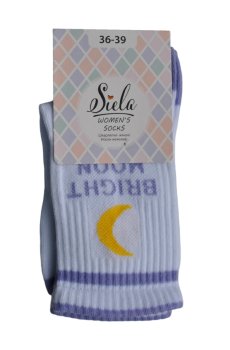 Носки женские Siela RT1322-078 Bright Moon, спортивные, бело-лиловые, размер 36-39