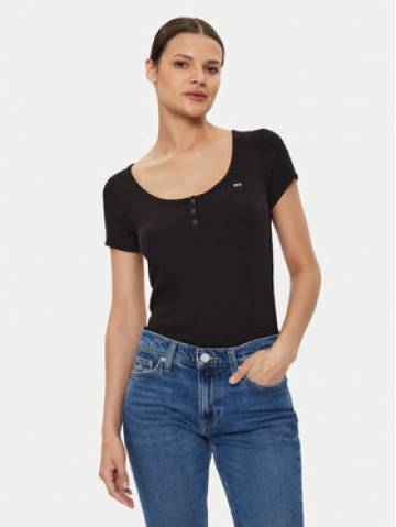 Tommy Jeans Футболка Henley DW0DW18669 Чорний Slim Fit Tommy Jeans Футболка Henley DW0DW18669 Чорний Slim Fit
