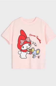 Бавовняна футболка з принтом My Melody - пастельний рожевий