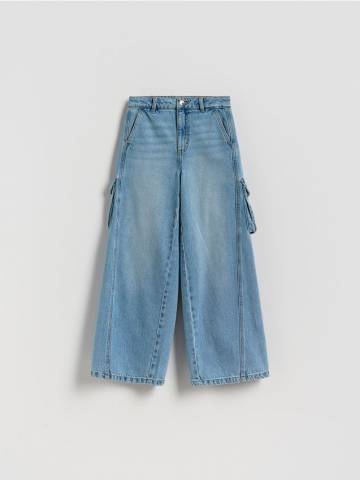 Reserved - Джинси super wide leg з кишенями cargo - синій - 833FF-50J