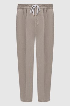 Брюки из льна цвета хаки