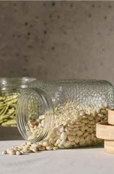 Скляна банка для продуктів з бамбуковою кришкою - clear