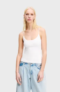 Женский белый топ KNIT TANK Белый XS Karl Lagerfeld A2W18017