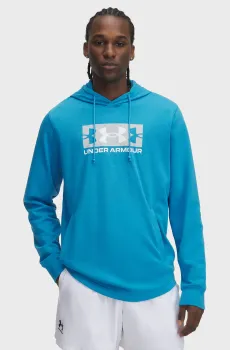 Мужское голубое худи UA Rival Terry Logo Hood Голубой XL Under Armour 1390141-452