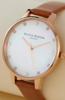 Olivia Burton Women White Quartz Embellished Leather Analogue Watch OB16SE18