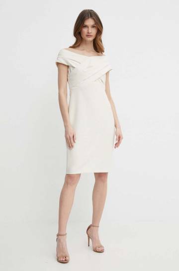Платье Lauren Ralph Lauren цвет бежевый mini облегающая Платье Lauren Ralph Lauren цвет бежевый mini облегающая