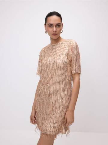 Reserved - Міні-сукня з блискітками - золотий - XO730-GLD Reserved - Міні-сукня з блискітками - золотий - XO730-GLD