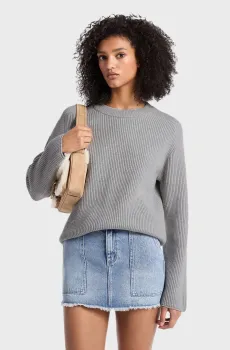 Женский серый шерстяной свитер MERINO BOXY CREW SWTR Серый S Michael Kors MF460YPF2G