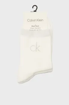 Женские белые носки (2 пары) CK WOMEN SHORT SOCK 2P SHINY LOGO Белый 35-38 Calvin Klein 701229680