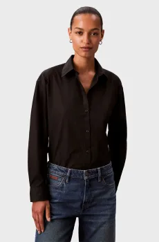 Женская черная рубашка с узором Logo Perfect Черный M Calvin Klein Jeans LV044D167G