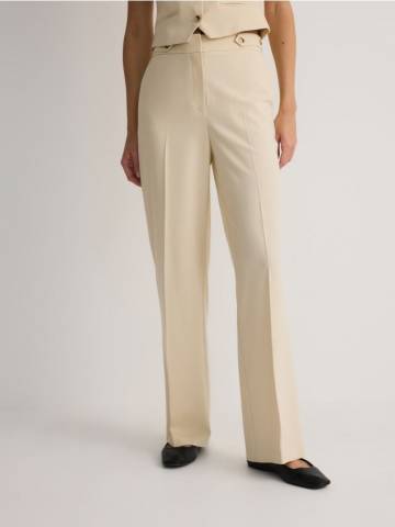 Reserved - Жіночі штани зі стрілками - кремовий - YT217-01X