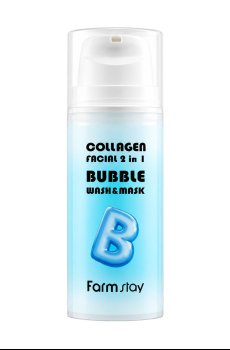 Пузырьковое средство-маска для умывания FarmStay Collagen Facial 2 In 1 Bubble Wash & Mask с коллагеном, 100 мл