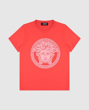 Детская красная футболка с принтом Medusa Детская красная футболка с принтом Medusa