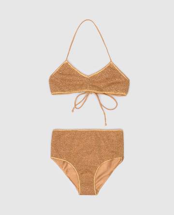 Детский коричневый купальник OSEMINI LUMIERE BRA HIGH WAISTED с люрексом Детский коричневый купальник OSEMINI LUMIERE BRA HIGH WAISTED с люрексом