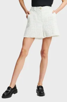 Женские белые твидовые шорты BOUCLE Белый 38 Karl Lagerfeld A2W10105
