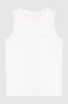 Детский белый топ в рубчике с логотипом