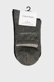 Женские носки (2 пары) CK WOMEN SHORT SOCK  SHINY MOULINE Разноцветный ONESIZE Calvin Klein 701229452
