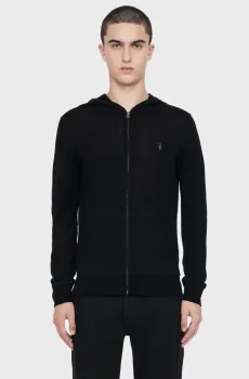 Мужское черное шерстяное худи MERINO Черный S AllSaints M084KB