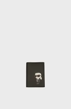 Женская черная кожаная обложка для паспорта K IKONIK 2.1 Черный ONESIZE Karl Lagerfeld 240W3258