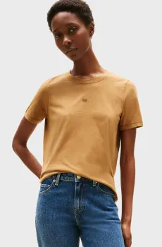 Женская коричневая футболка TONAL FLAG REG C-NK Коричневый M Tommy Hilfiger WW0WW45626